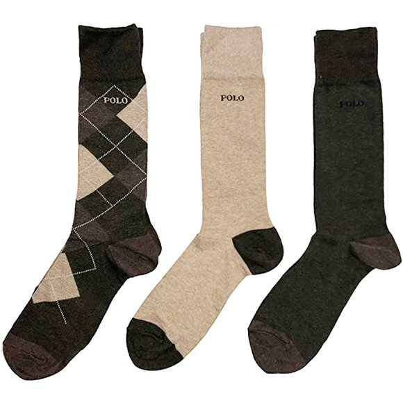 Polo by Ralph Lauren Other - Polo Ralph Lauren 3-Pack Classic Argyle Dress Socks Khaki Olive Green Br…